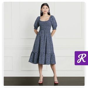 Hill House Home Louisa Navy Posy Crepe Size M EUC
